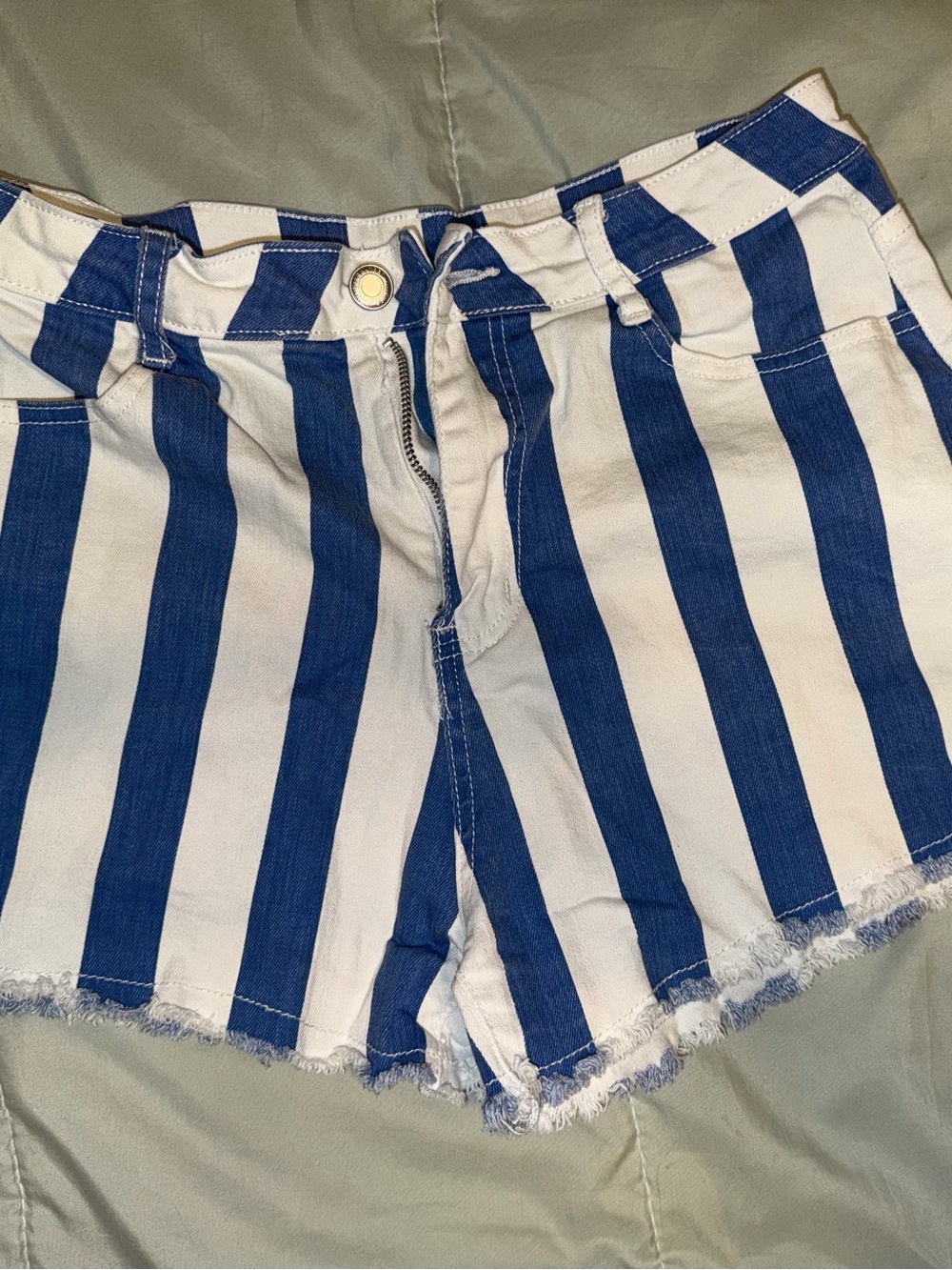 Blue & White Striped Women’s Denim Shorts